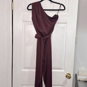 Guess One-Shoulder Jumpsuit in Wine size Medium